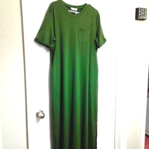 Olive green knit maxi dress.